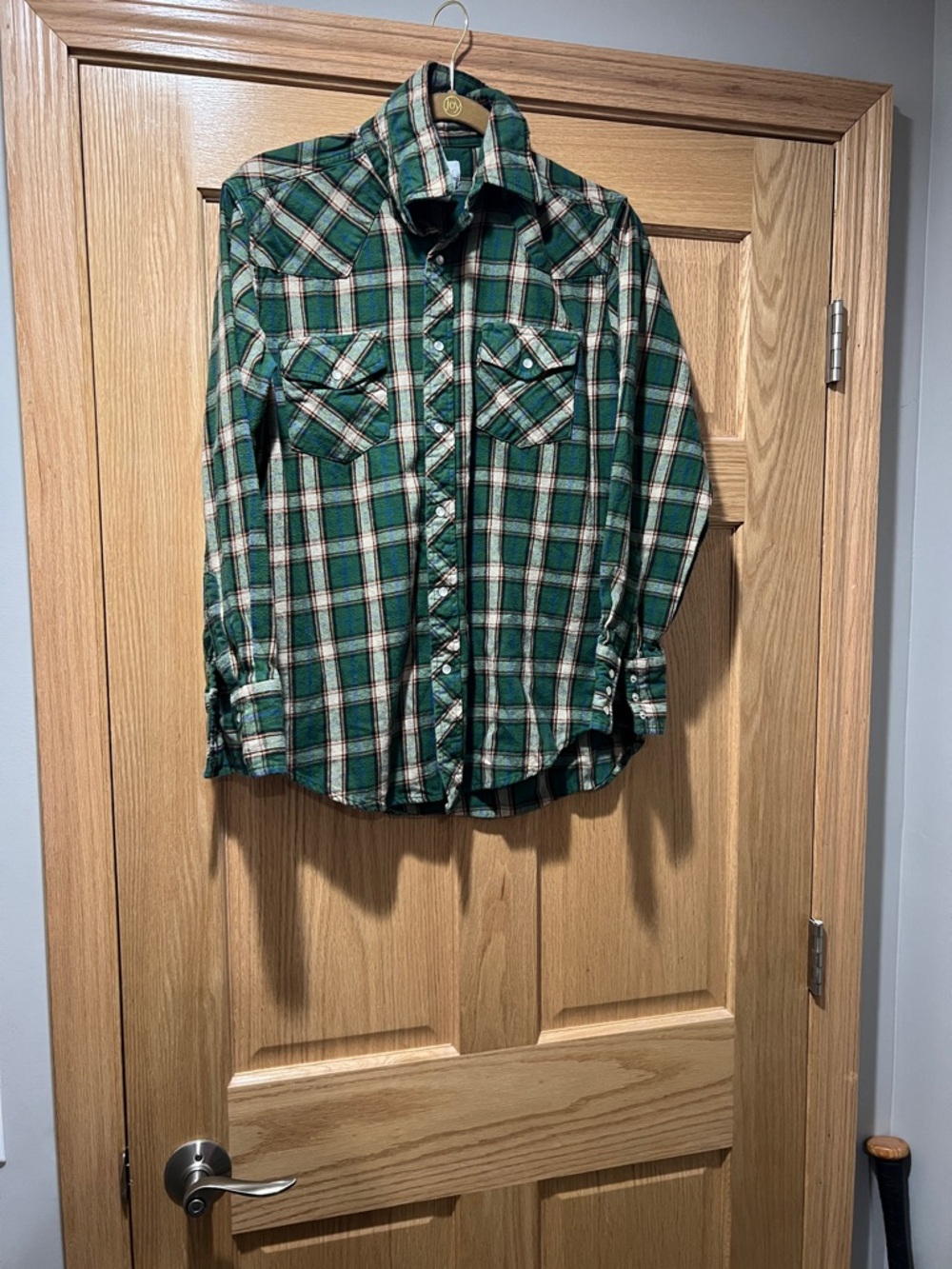 Wrangler Green Plaid Button-Front Western Shirt